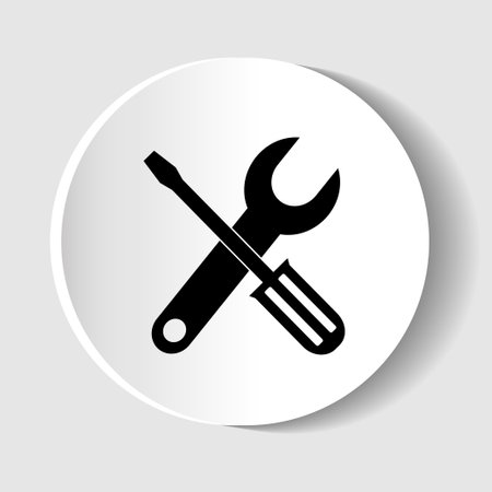 Tool vector icon, flat design wrench button for webdesign and mobile phone applicationsのイラスト素材