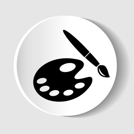 Paint brush with palette icon. Flat design style. Vector illustrationのイラスト素材