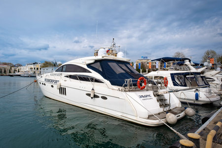 Russia, Sochi -April 13, 2023, seaport, Ships and yachts at the pierのeditorial素材