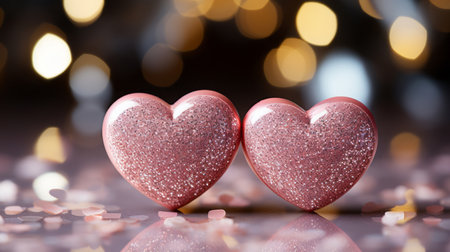 Two pink hearts as a symbol of loveの素材