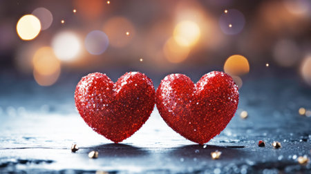 Two pink hearts as a symbol of loveの素材