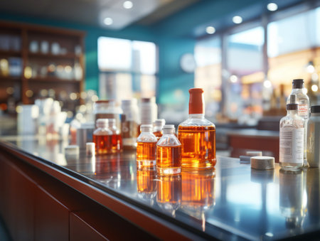 Blurred background of a pharmacy storeの素材