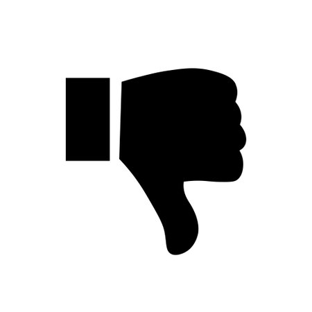 Thumbs down dislike, hate or thumbs down dislike for social networks, art icon for apps and websites. Bad choice sign. Votingのイラスト素材