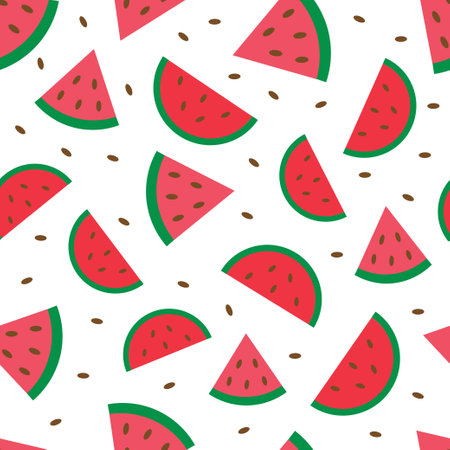 Vector seamless pattern with watermelon slices.のイラスト素材