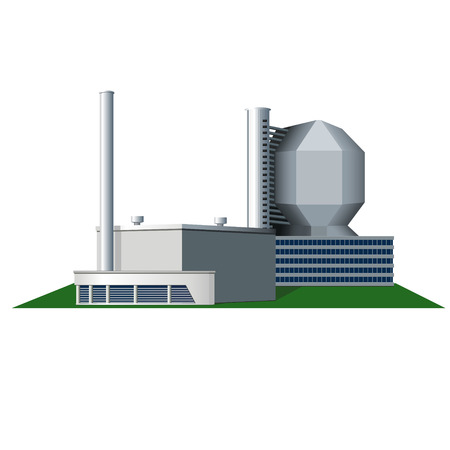 icon factory with pipes and office building, vectorのイラスト素材