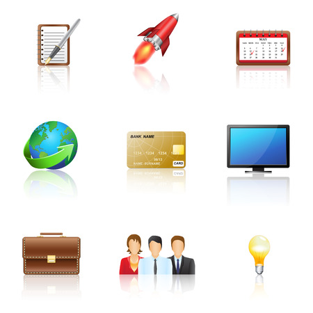 Illustration for Business icons: people, the idea, computer, globe, set - Royalty Free Image