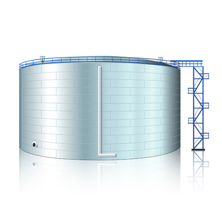 vertical steel tank with reflection on a white backgroundのイラスト素材