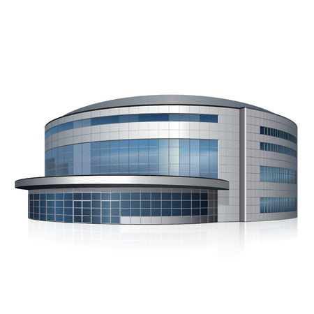 building athletic field with reflection on a white backgroundのイラスト素材