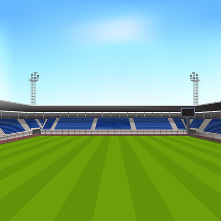 sports stadium with seating for spectators and lightingのイラスト素材