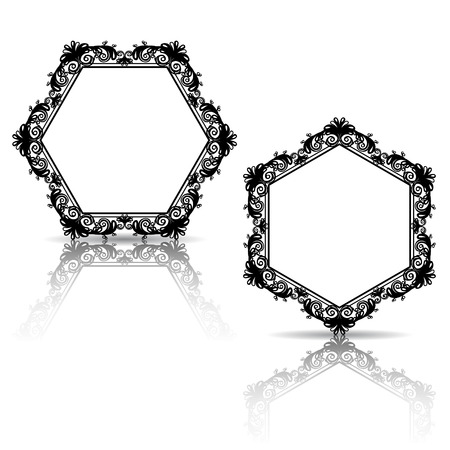 silhouette carved frame for picture or photo with shadow on white backgroundのイラスト素材