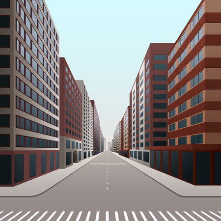 street of the city with office buildings in perspectiveのイラスト素材