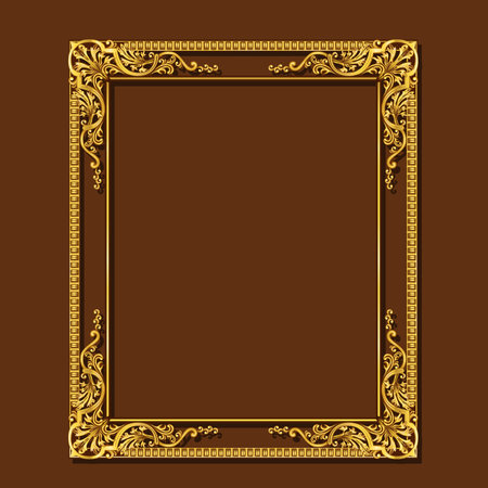 frame gold color with shadow on brown backgroundのイラスト素材