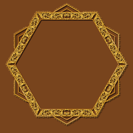 frame gold color with shadow on brown backgroundのイラスト素材