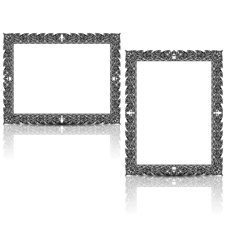 silhouette carved frame for picture or photo with shadow on white backgroundのイラスト素材