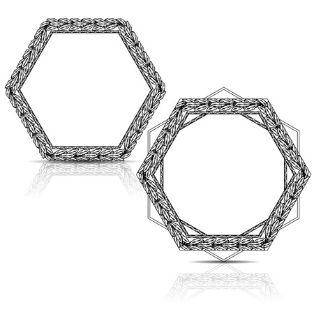 Silhouette carved frame for picture or photo with shadow on white backgroundのイラスト素材