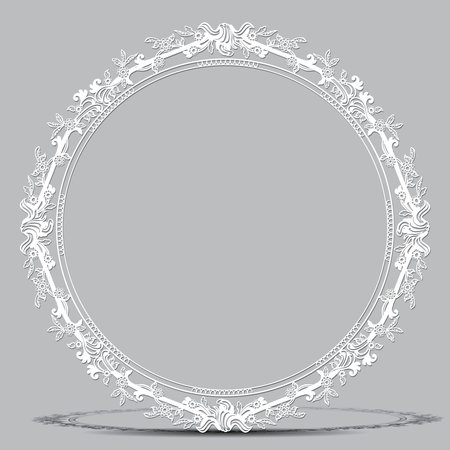 carved vintage frame made of paper for picture or photo with shadow on grey backgroundのイラスト素材
