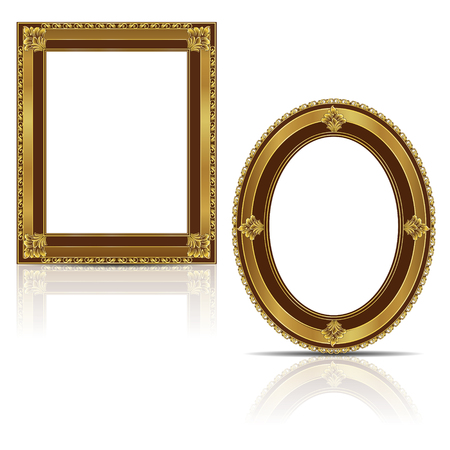 Frames gold color with shadow on white backgroundのイラスト素材