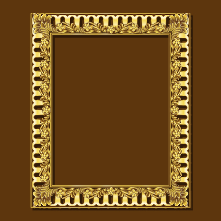 frame gold color with shadow on brown backgroundのイラスト素材