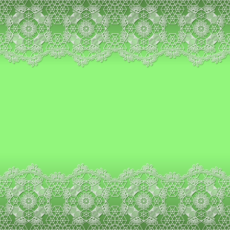 white lace frame with shadow on a green backgroundのイラスト素材