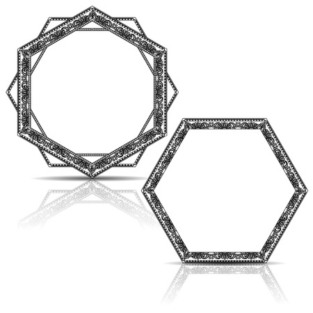 silhouette carved frame for picture or photo with shadow on white backgroundのイラスト素材