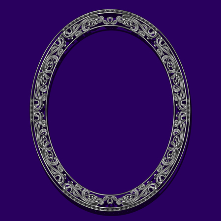 round frame silver color with shadow on blue backgroundのイラスト素材