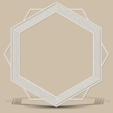 Carved vintage frame made of paper for picture or photo with shadow on light background.のイラスト素材