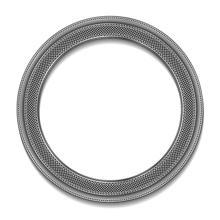 Round frame silver color with shadow on white backgroundのイラスト素材