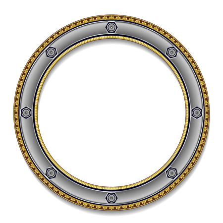 round frame silver color with shadow on white backgroundのイラスト素材