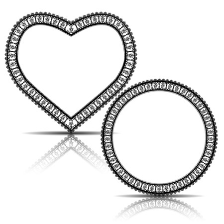 silhouette carved frame for picture or photo with shadow on white backgroundのイラスト素材