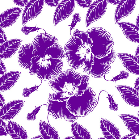 Seamless pattern with flowers violets on a white backgroundのイラスト素材