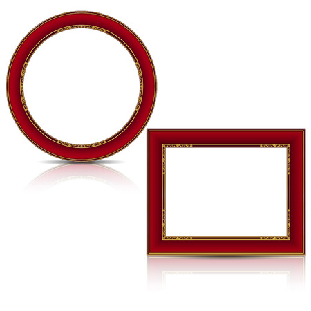 frames ruby and gold color with shadow on white backgroundのイラスト素材