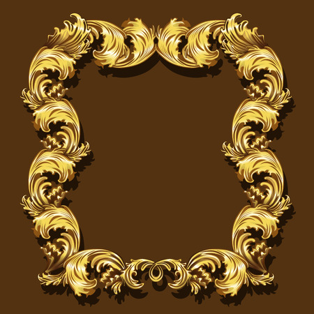 Frame gold colour with shadow on brown background.のイラスト素材