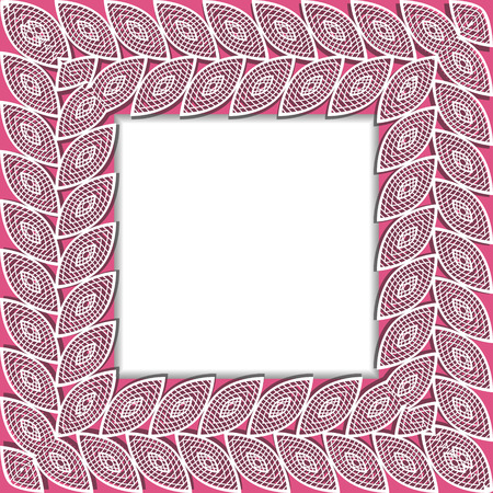 white lace frame with shadow on a pink backgroundのイラスト素材
