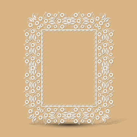 carved vintage frame made of paper for picture or photo with shadow on light backgroundのイラスト素材