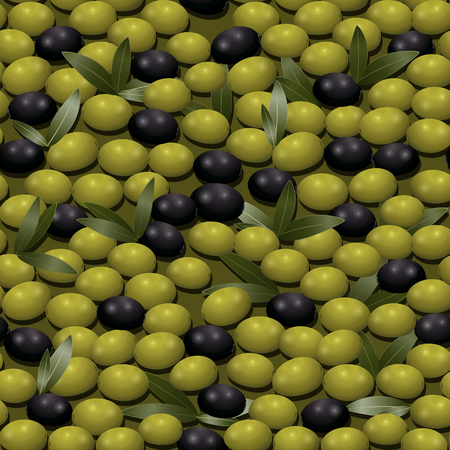 seamless pattern with green olives on a dark backgroundのイラスト素材