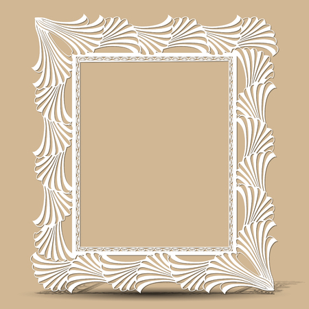 carved vintage frame made of paper for picture or photo with shadow on light backgroundのイラスト素材