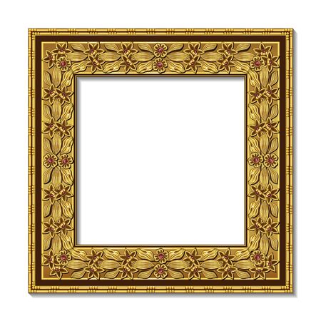 frame gold color with shadow on white backgroundのイラスト素材
