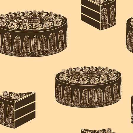 seamless pattern with silhouette cake on a light background