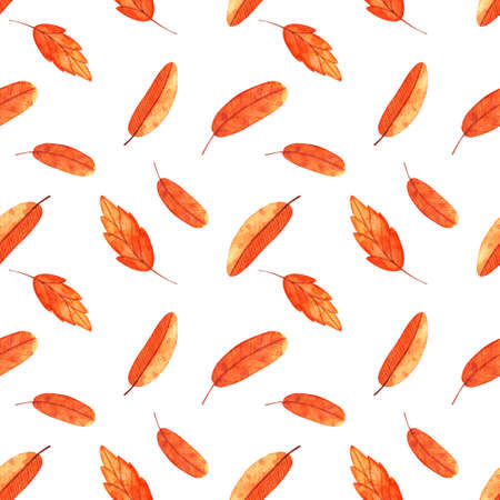 autumn leaves seamless pattern. Fall red orange background leaf for Halloween, Thanksgiving Dayの写真素材