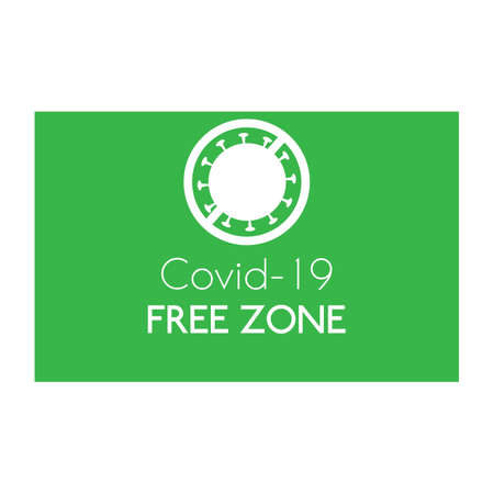 COVID-19 coronavirus free zone. Vector illustration of information sign free area in green and white color, templateのイラスト素材