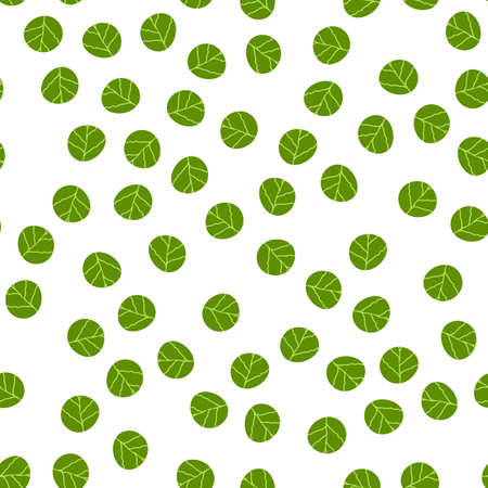 Seamless pattern with brussel sprout on white background. Cartoon flat vector illustration of fresh healthy brussel cabbageのイラスト素材