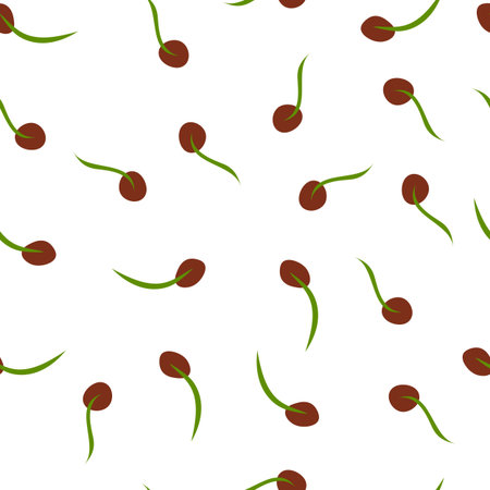 Seamless endless pattern with wheatgrass in cartoon hand drawn style on white background for...