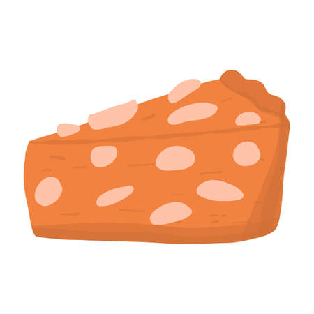 Vector pie slices in cartoon hand drawn style. Sweet baked dessert isolated on white backgroundのイラスト素材