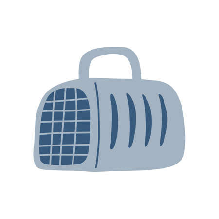 Pet carrier in cartoon flat style. Carrying bag for cat or dog isolated on white background. Kittens or puppies accessoryのイラスト素材