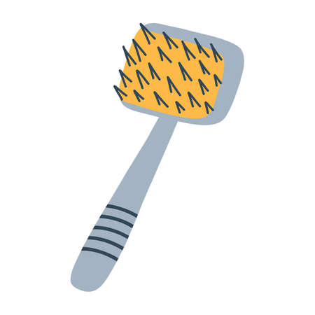 Dog and cat comb in cartoon flat style. Grooming equipment for pet coat care isolated on white background. Vector illustration.のイラスト素材