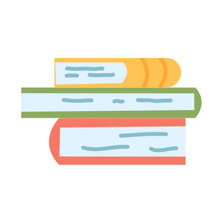 Stack of books in cartoon flat style, studying, learning. Vector illustration of hand drawn educational, encyclopedias, plannerのイラスト素材