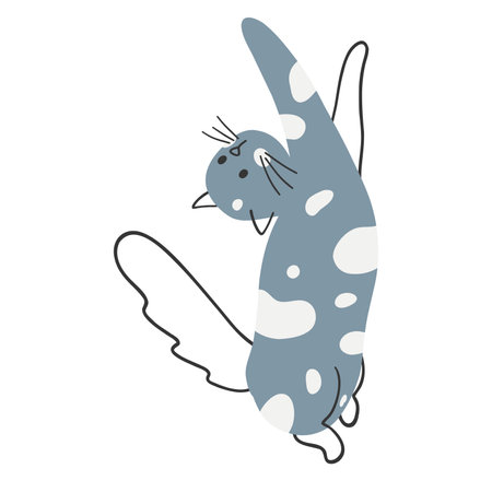 Hand drawn cute cat. Vector illustration of kitten, funny animal for poster, fabric print, kids textile, card design.のイラスト素材