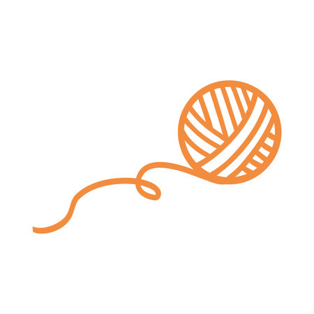 Doodle outline yarn ball icon for knitting. Hand drawn vector illustration of knitting supplies, hobby items, leisure time.のイラスト素材