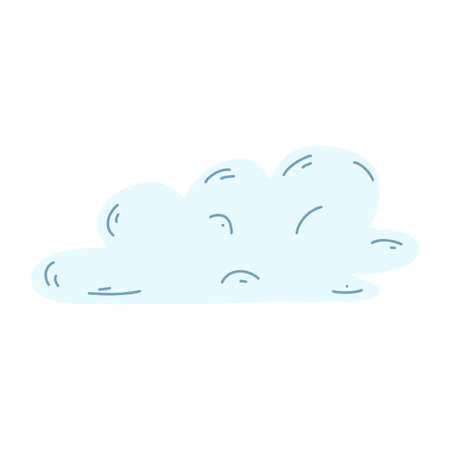 Cartoon hand drawn cloud icon. Vector illustration of weather forecast, natural phenomena in childish style.のイラスト素材
