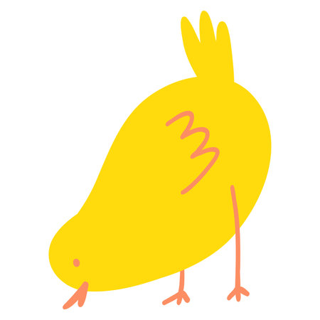 Cute cartoon chicken. Minimalistic hand drawn farm animal, Easter chick for textile print, card, children game, posterのイラスト素材